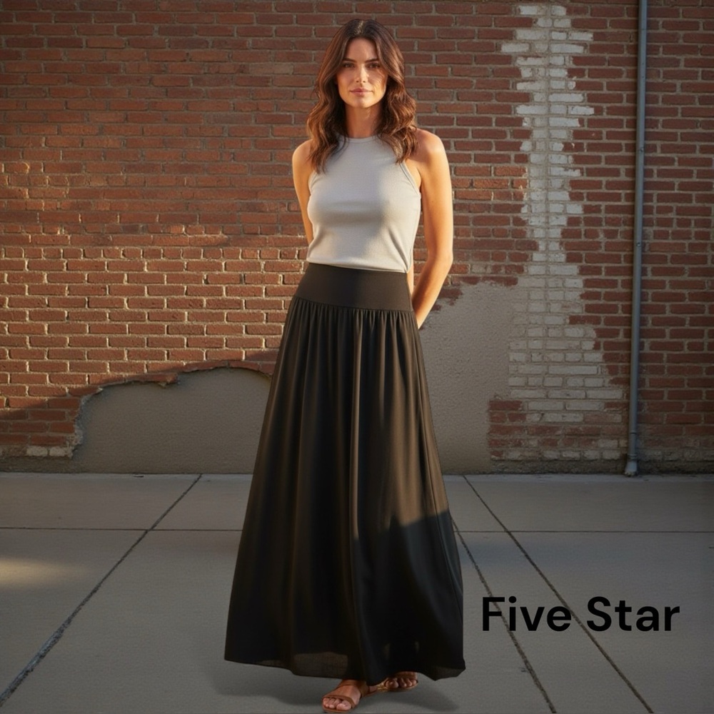 FIVE STAR ***** Long black light weight skirt NEW TAGS